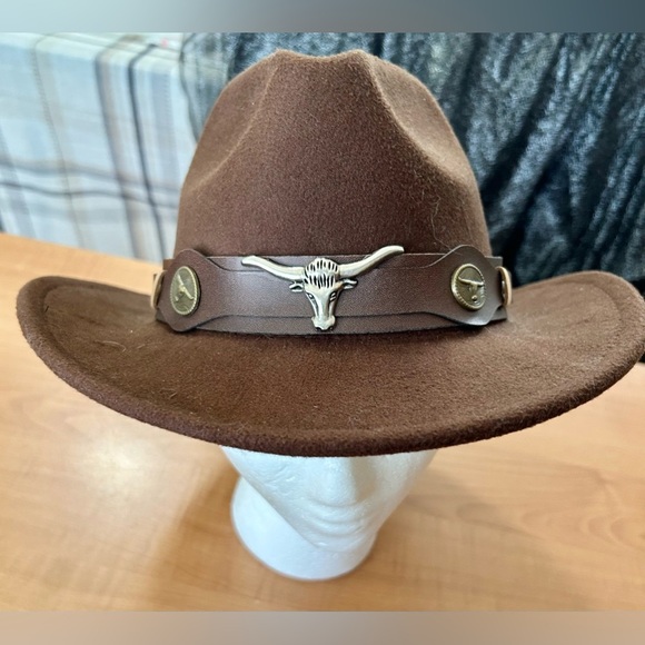 Cowboy Hat Women Western with Cow Head leather band sombrero adjustable - Picture 1 of 9